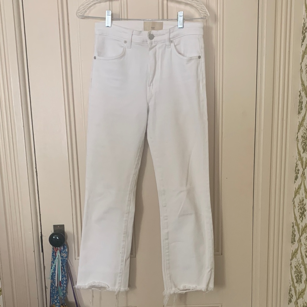 White straight leg CQY jeans